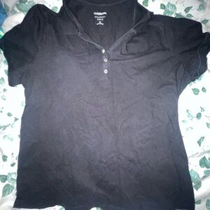 Croft & Barrow Black Short Sleeve Button Down Polo
